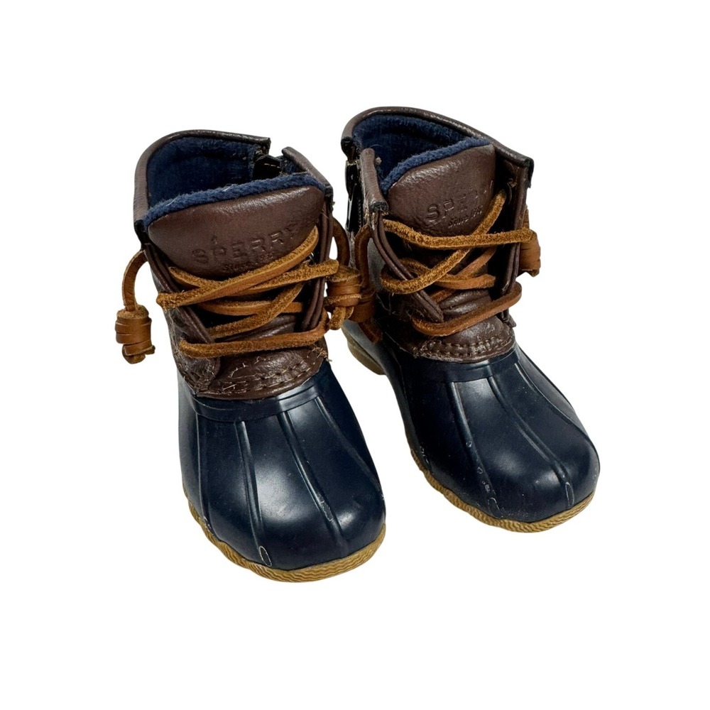 Sperry Top-Sider Toddler Saltwater Duck Boots Navy Brown Size 6M